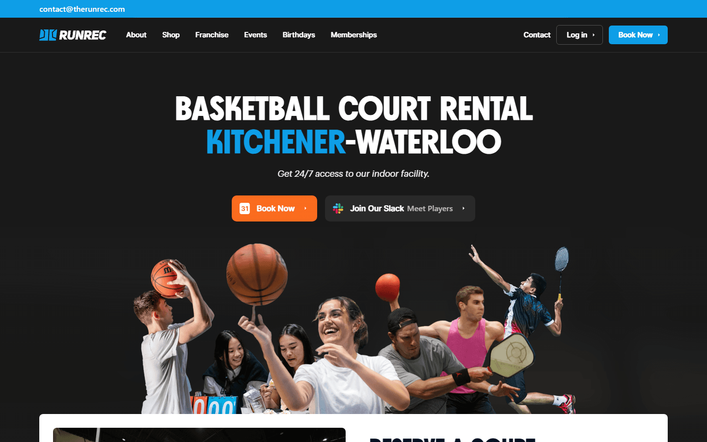 The therunrec.com homepage
